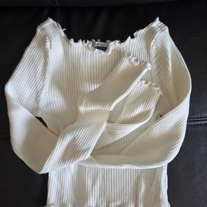 American Eagle Outfitters Cream Ribbed Sweater